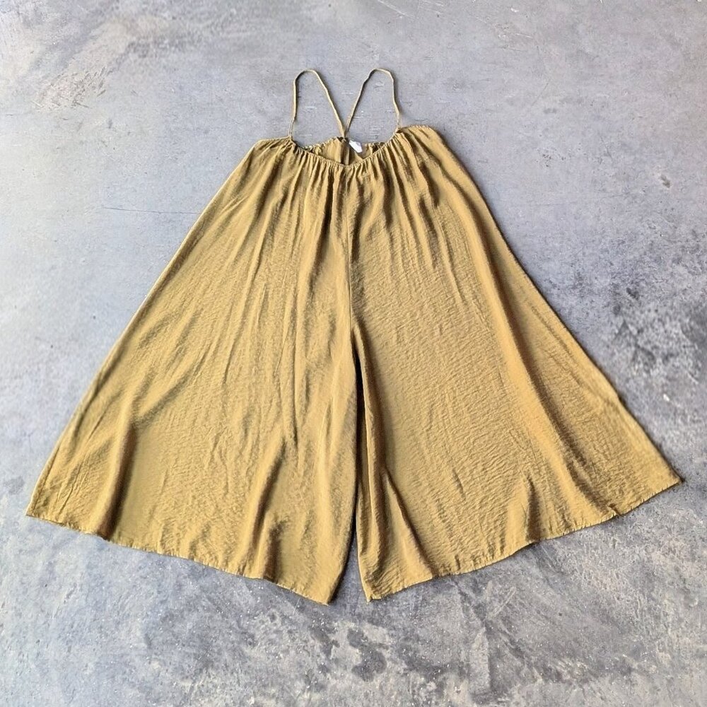 Anthropologie Akemi + Kin Green Suspender Wide Leg Jumpsuit Romper small - Picture 2 of 7
